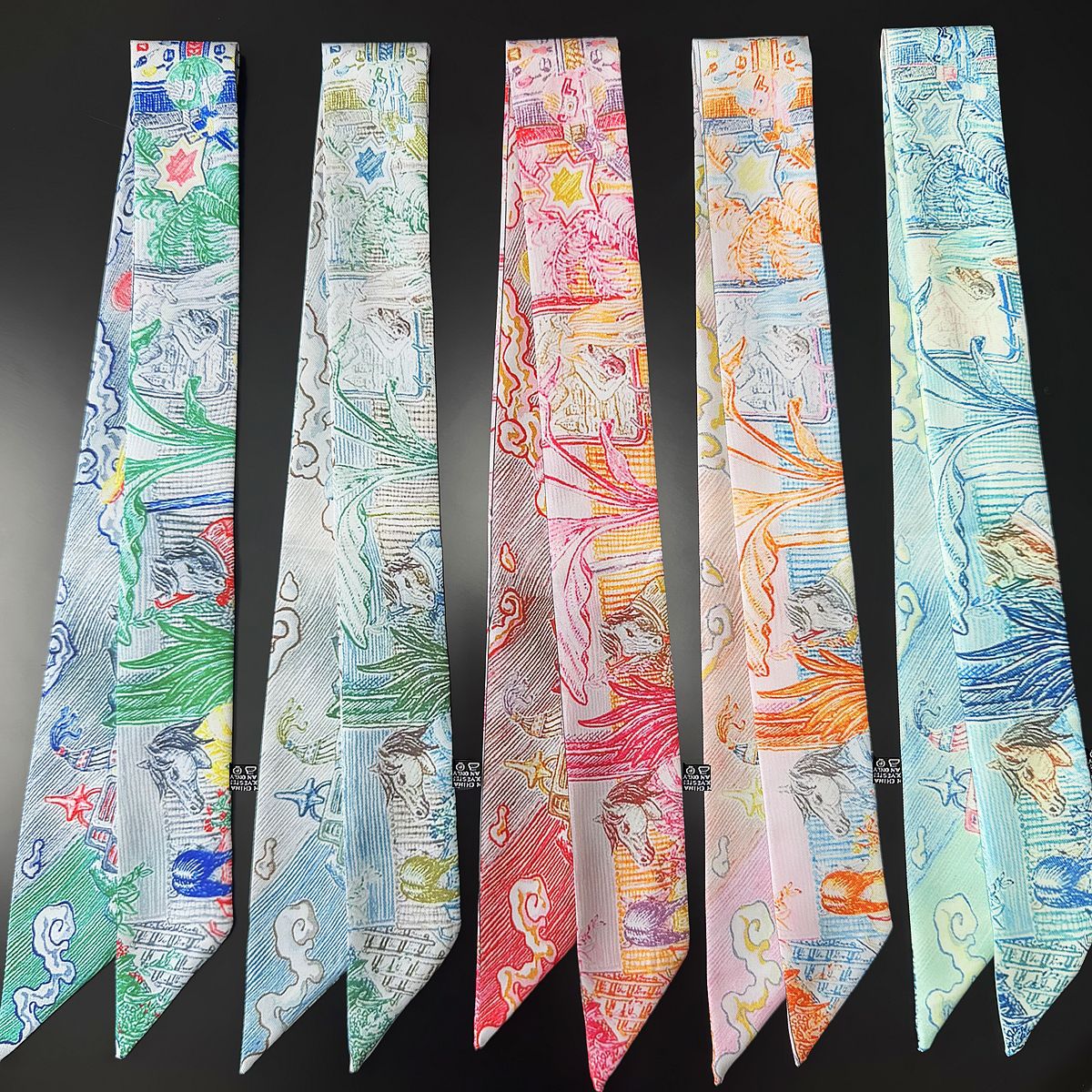 Face Scarf Mask - Luxury Silk Scarf with Horse's Head