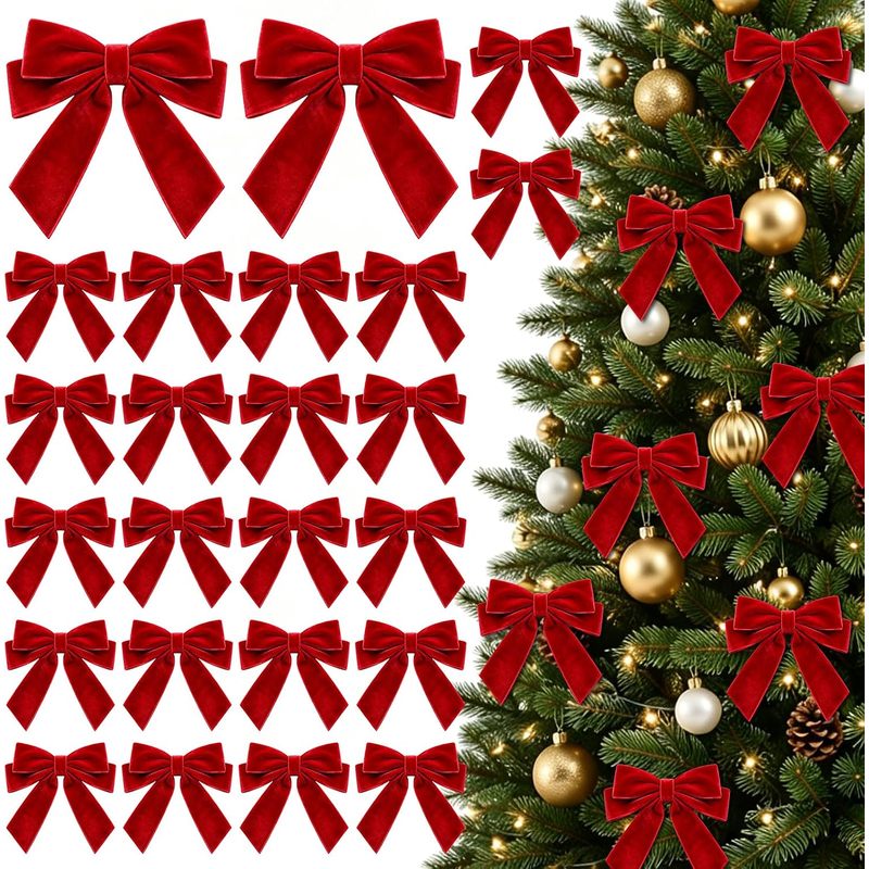 24Pcs Pre-Tied Red Velvet Bows - огляд і ціна Bow Tie Pre Tied