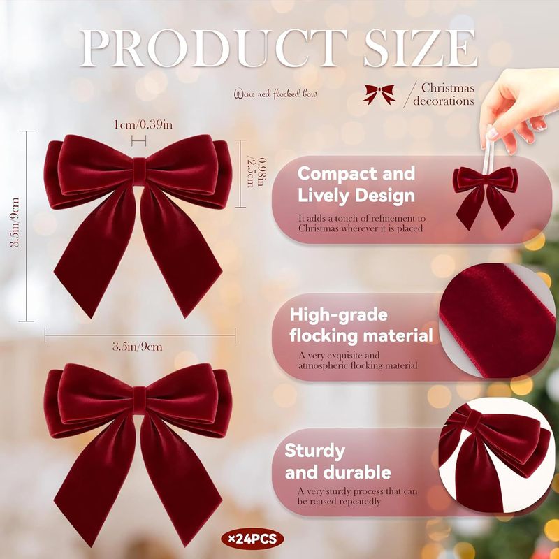 24Pcs Pre-Tied Red Velvet Bows - огляд і ціна Bow Tie Pre Tied
