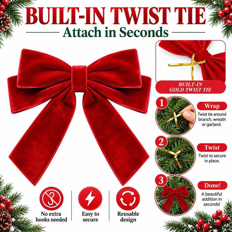 24Pcs Pre-Tied Red Velvet Bows - огляд і ціна Bow Tie Pre Tied